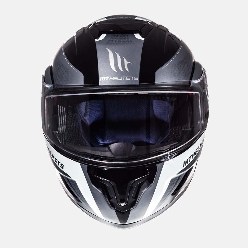 MT Atom Tarmac schwarz matt-weißer Motorradhelm zum Aufklappen Ausverkauf