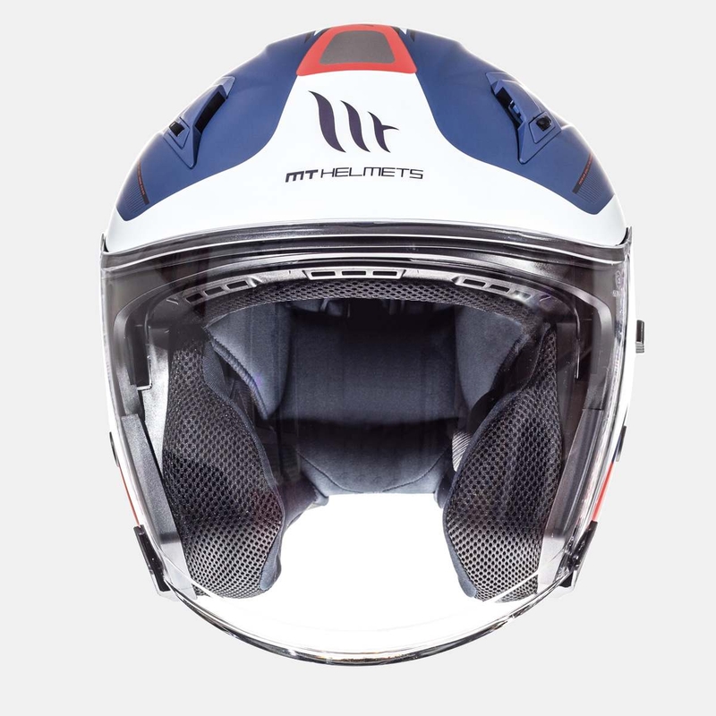 Offener Motorradhelm MT Avenue SV Crossroad blau matt-rot