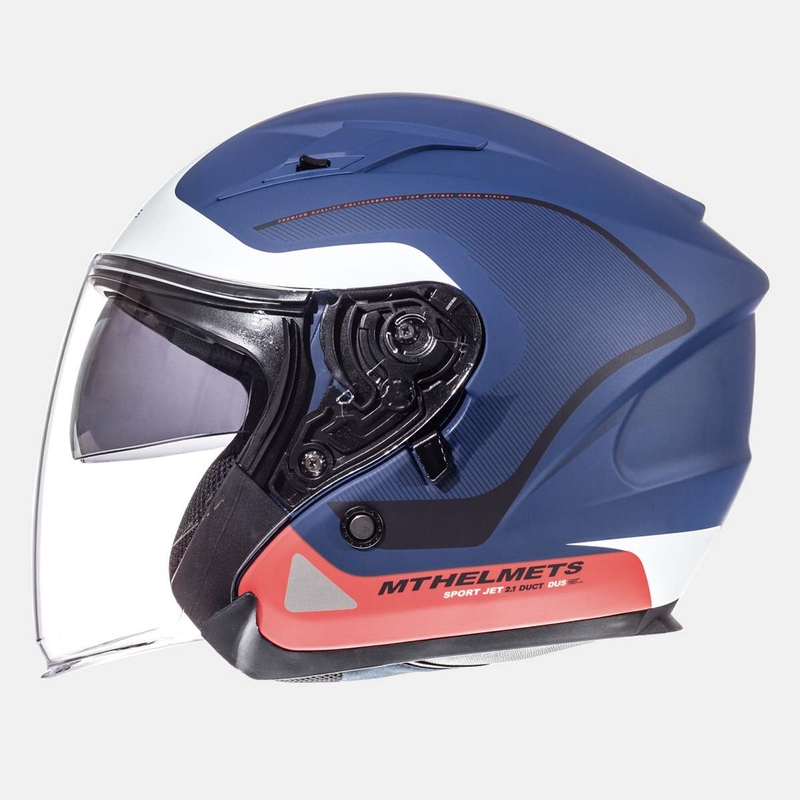 Offener Motorradhelm MT Avenue SV Crossroad blau matt-rot