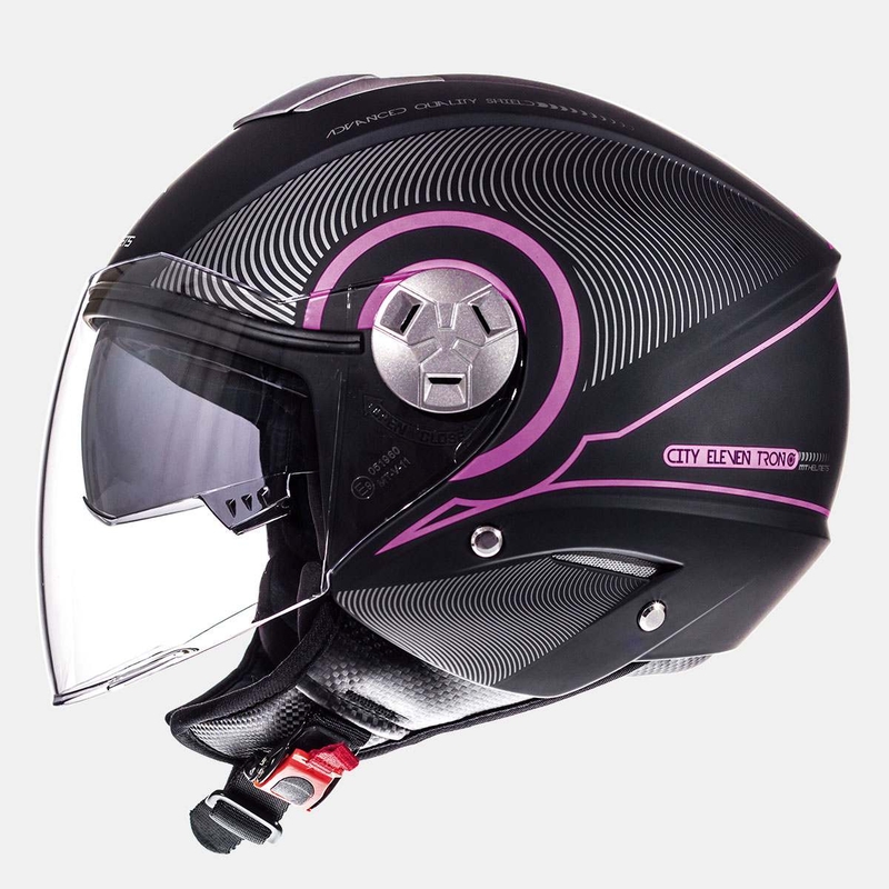 Motorradhelm Open MT City Eleven SV Tron Schwarz Matt Rosa Ausverkauf
