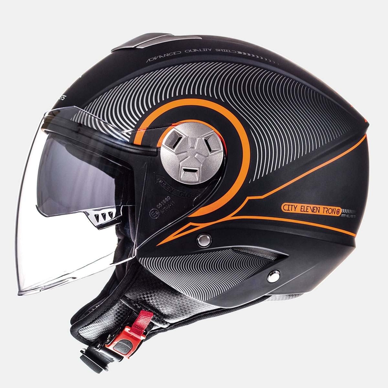 Motorradhelm Open MT City Eleven SV Tron schwarz matt-fluo orange Ausverkauf