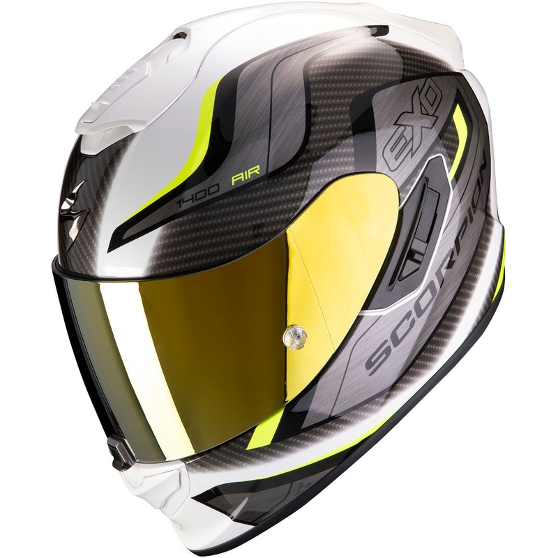Integralhelm Scorpion EXO-1400 Air Attune weiß-grau-fluo gelb - Klasse II
