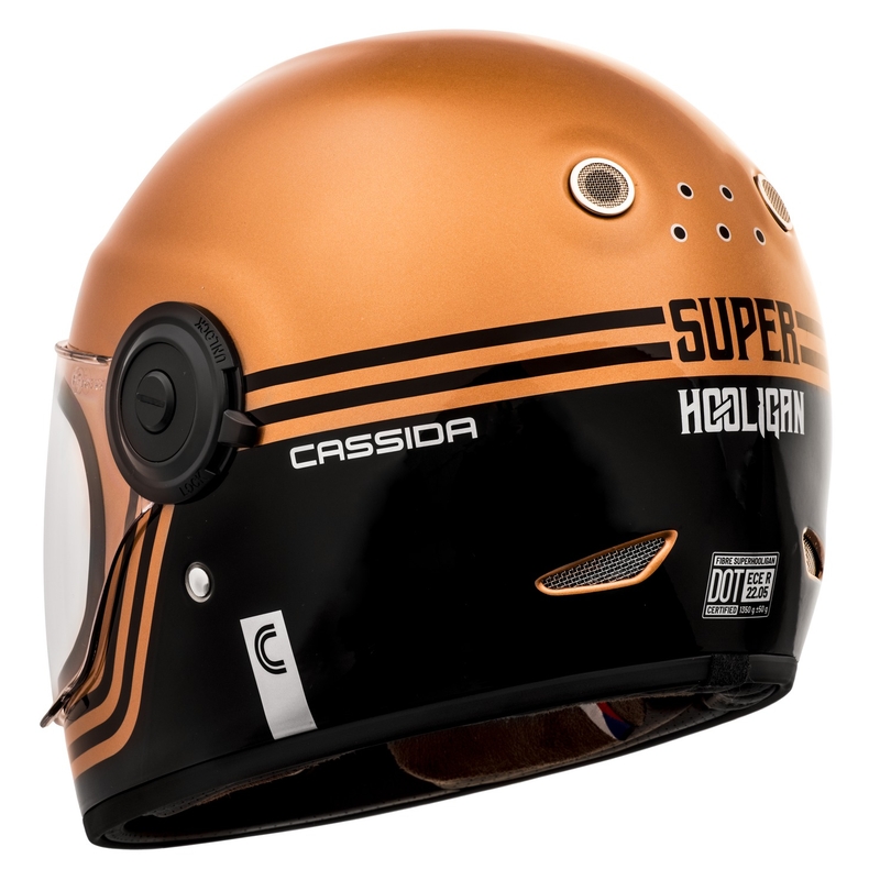 Cassida Fibre Super Hooligan integraler Motorradhelm schwarz und Kupfer Ausverkauf