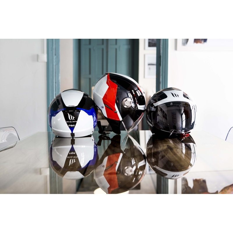 MT City Eleven SV Spark Schwarz-Weiß-Rot Open Motorradhelm Ausverkauf
