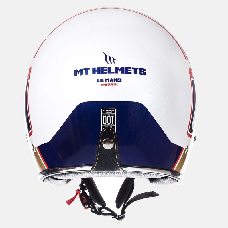MT LeMans SV 2 Nummernschild Motorradhelm weiß-gold