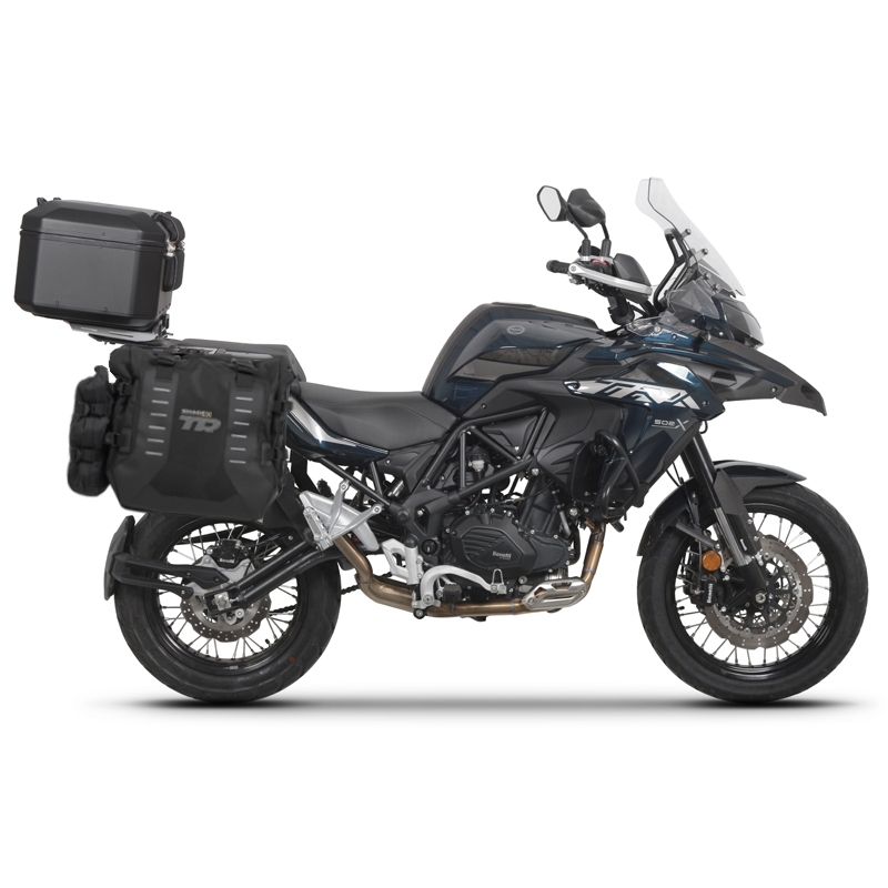 Complete set of SHAD TERRA TR40 adventure saddlebags and SHAD TERRA BLACK aluminium 55L topcase, including mounting kit SHAD Benelli TRK 502 X