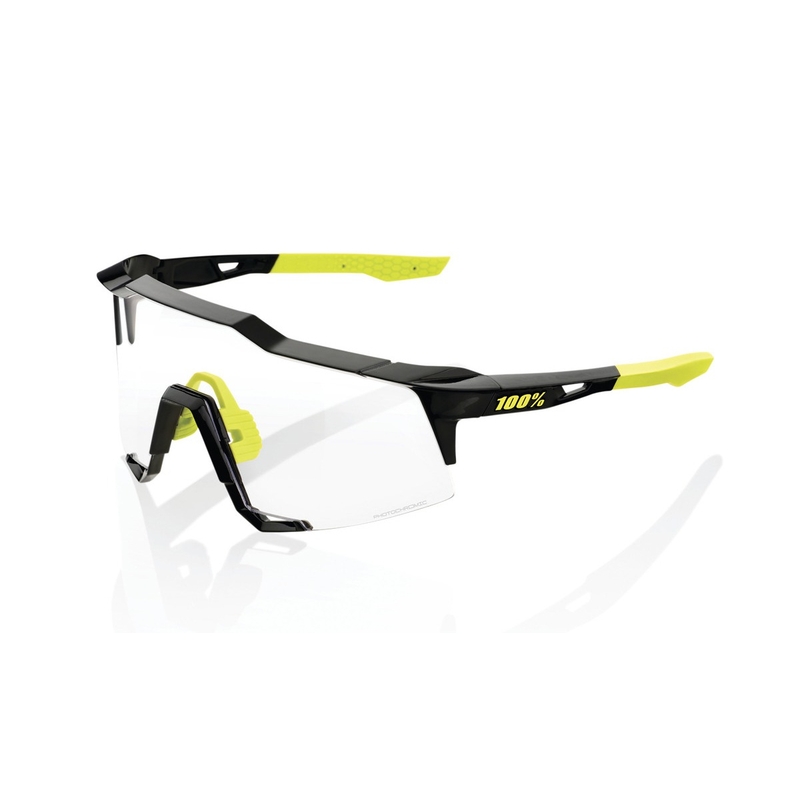 Sonnenbrille 100% SPEEDCRAFT Gloss Black schwarz-gelb (photochromes Glas)