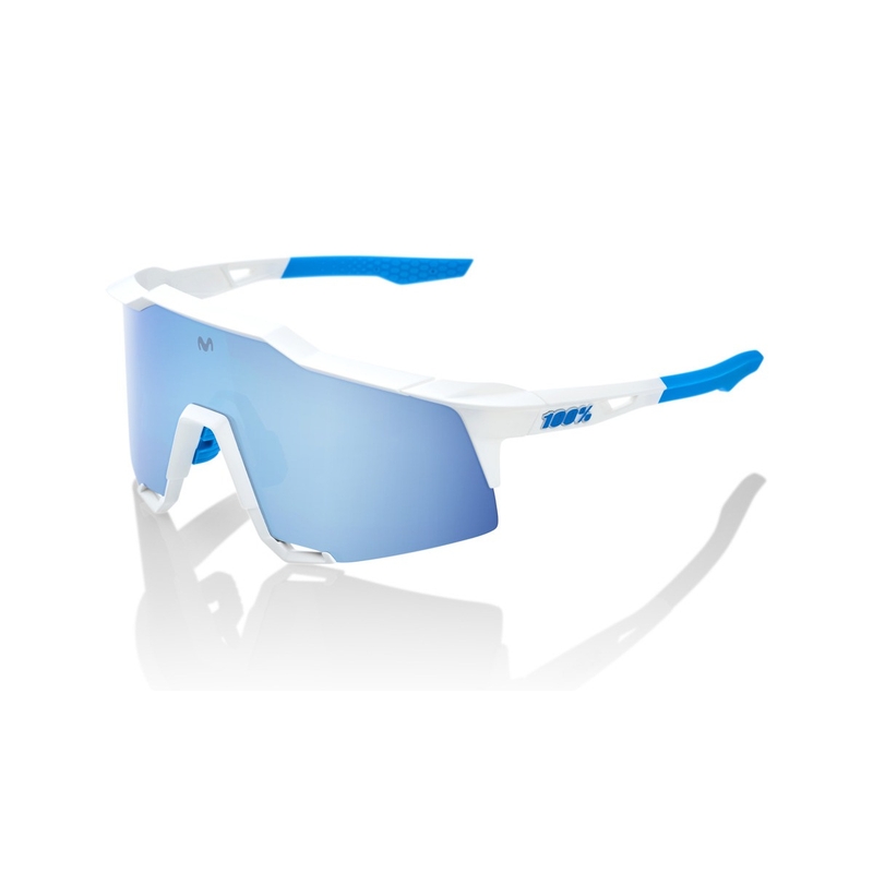 Sonnenbrille 100% SPEEDCRAFT Movistar Team weiß-blau (HIPER blaue Gläser)