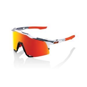 Sonnenbrille 100% SPEEDCRAFT Soft Tact Grey Camo weiß-grau-orange (HIPER rote Gläser)