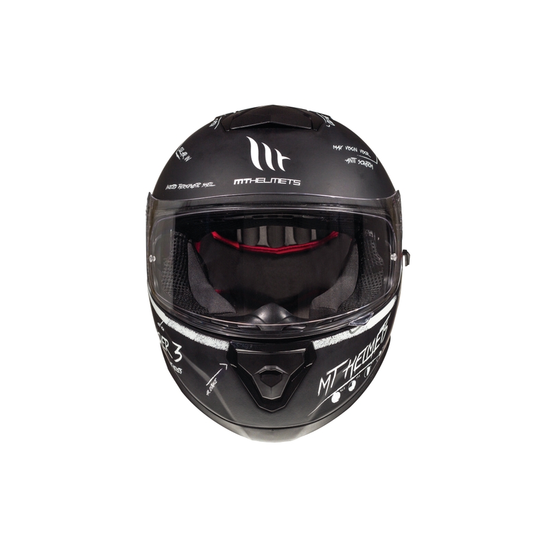 MT Thunder 3 SV Board Schwarz Matt Weiß Integral Motorradhelm