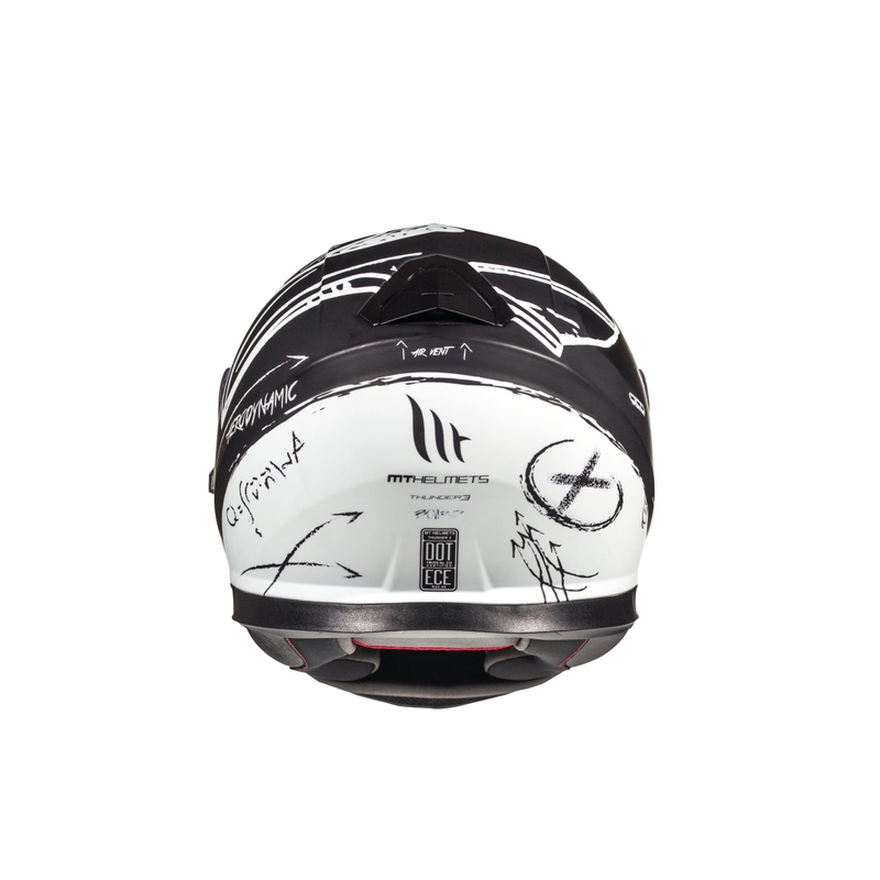 MT Thunder 3 SV Board Schwarz Matt Weiß Integral Motorradhelm
