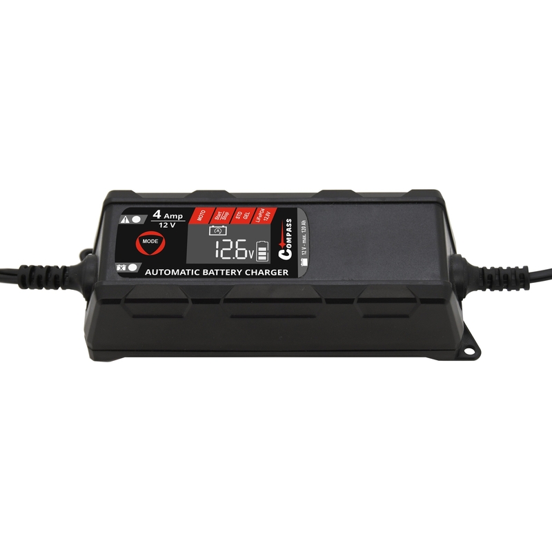 Mikroprozessor-Ladegerät 4Amp 12V PB/GEL/AGM/LiFePO4 LCD-Anzeige