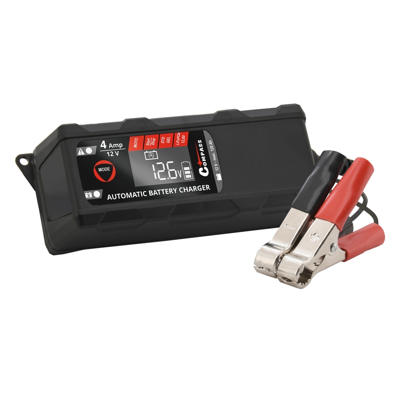 Mikroprozessor-Ladegerät 4Amp 12V PB/GEL/AGM/LiFePO4 LCD-Anzeige