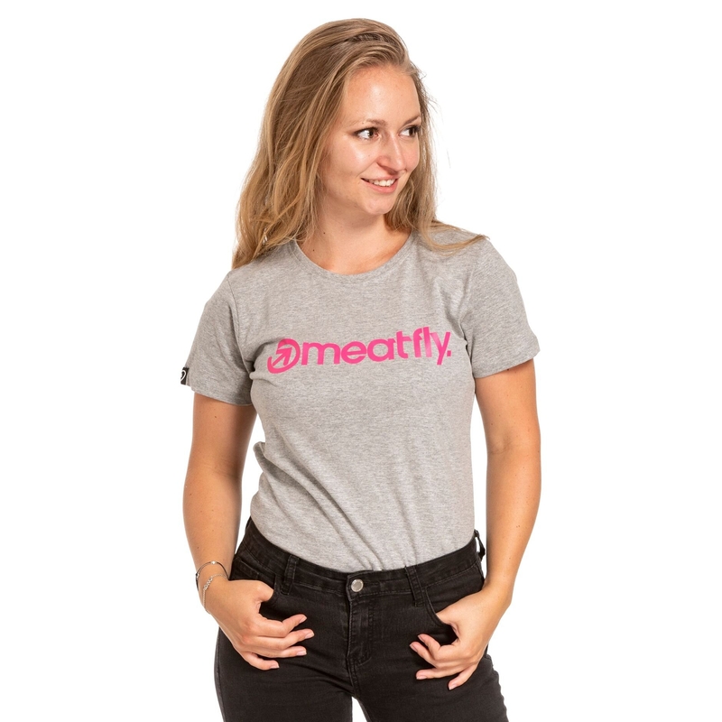 Damen-T-Shirt Meatfly Ladies MF Logo grau Ausverkauf