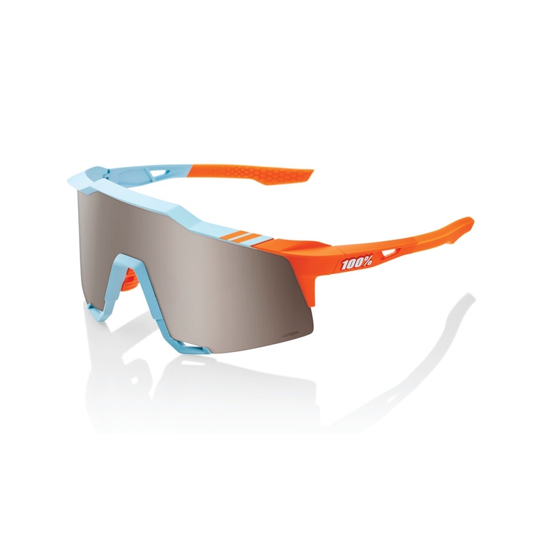 Sonnenbrille 100% SPEEDCRAFT Soft Tact Two Tone blau-orange (HIPER Silberglas)