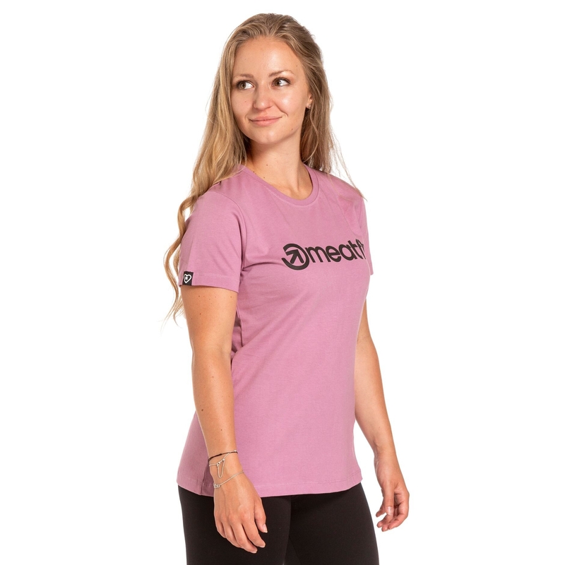 Damen-T-Shirt Meatfly Ladies MF Logo rosa Ausverkauf
