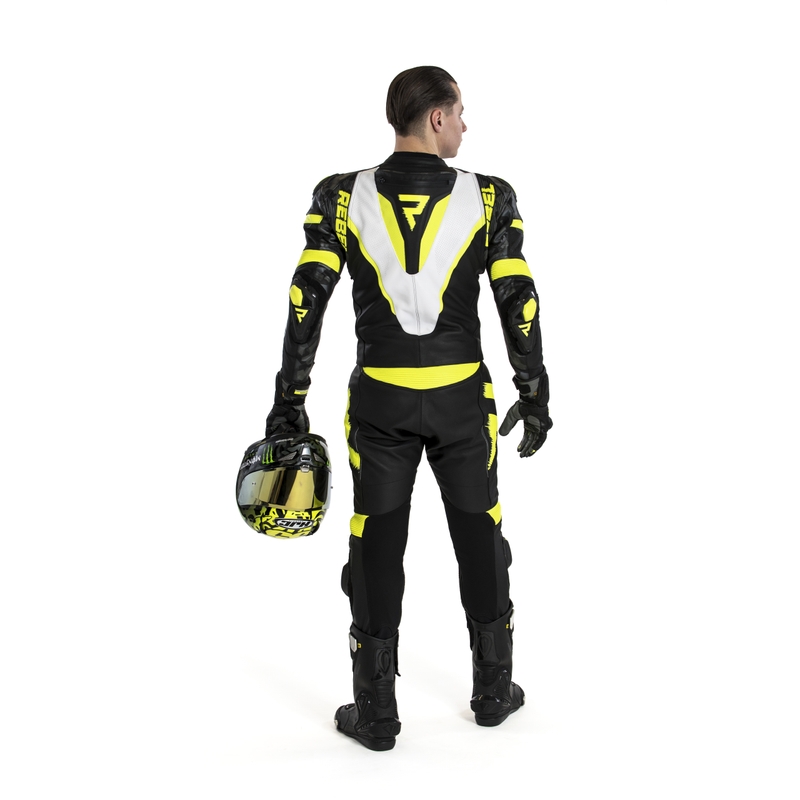 Rebelhorn Rebel Schwarz-Weiß-Fluo Gelb Motorradoverall Ausverkauf