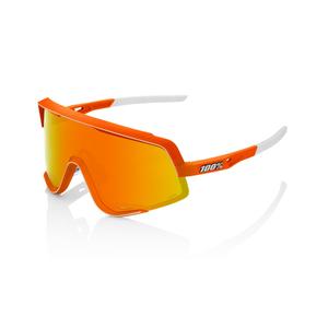 Sonnenbrille 100% GLENDALE Soft Tact Neon Orange orange und weiß (HIPER rote Gläser)