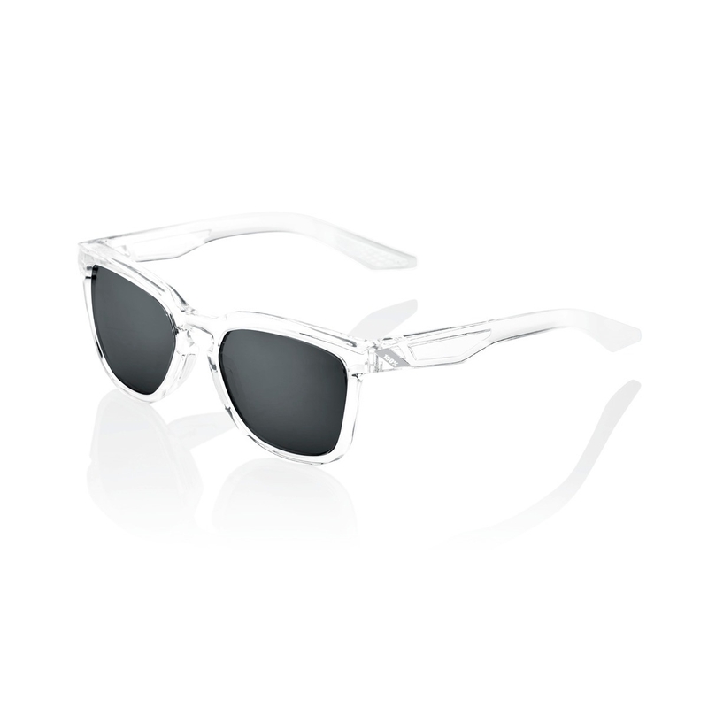 Sonnenbrille 100% HUDSON Polished Crystal Haze transparent (schwarzes Glas)