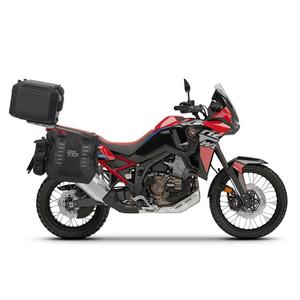 Complete set of SHAD TERRA TR40 adventure saddlebags and SHAD TERRA BLACK aluminium 48L topcase, including mounting kit SHAD HONDA CRF 1100 Africa Twin