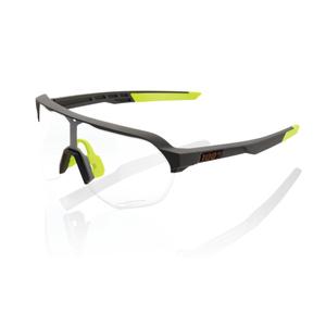 Sonnenbrille 100% S2 Soft Tact Cool Grey Grau-Gelb (photochromes Glas)