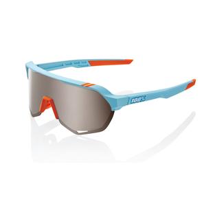 Sonnenbrille 100% S2 Soft Tact Two Tone orange-blau (HIPER Silberglas)