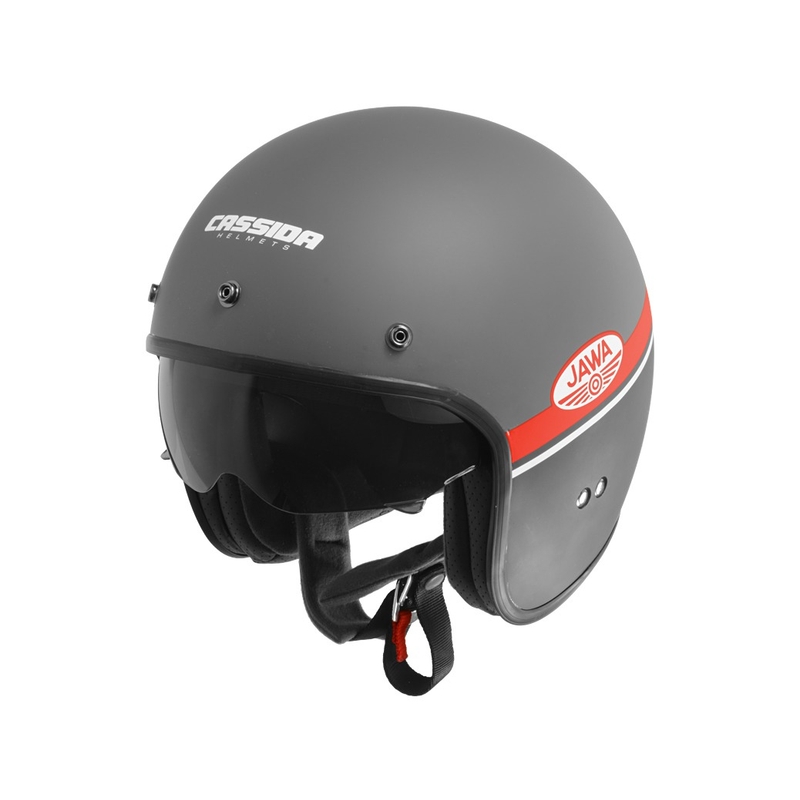 Offener Motorradhelm Cassida Oxygen Jawa OHC grau-rot-schwarz-weiß