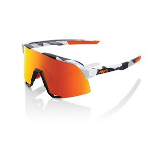 Sonnenbrille 100% S3 Soft Tact Grey Camo orange-schwarz-weiß (rote Chromgläser)