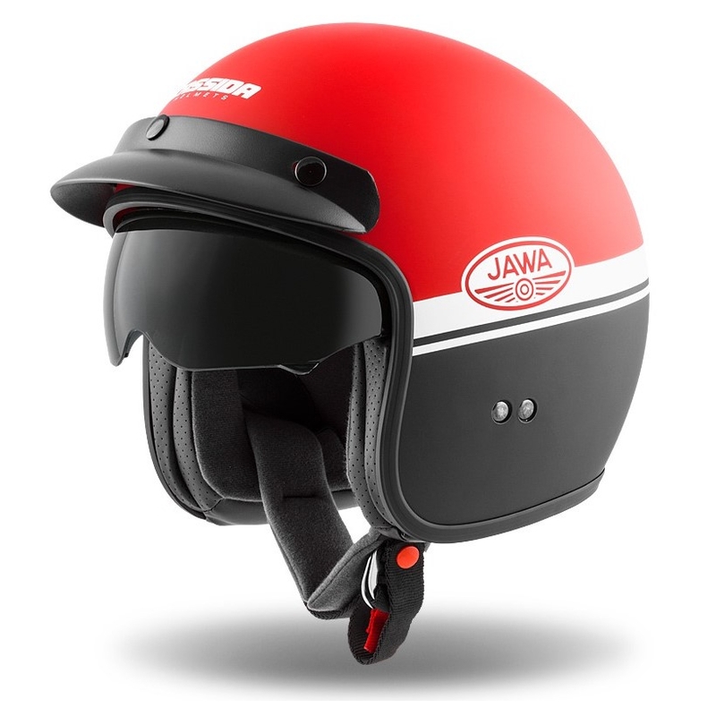 Offener Motorradhelm Cassida Oxygen Jawa OHC rot-schwarz-weiß