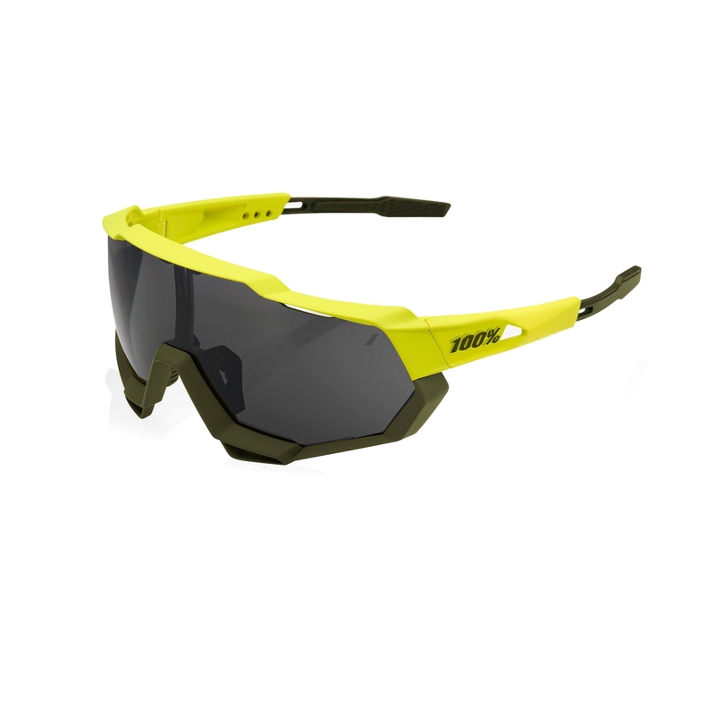 Sonnenbrille 100% SPEEDTRAP gelb-schwarz (schwarze Gläser)