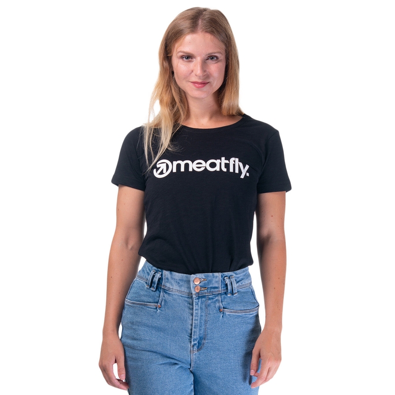Damen-T-Shirt Meatfly Ladies MF Logo schwarz Ausverkauf