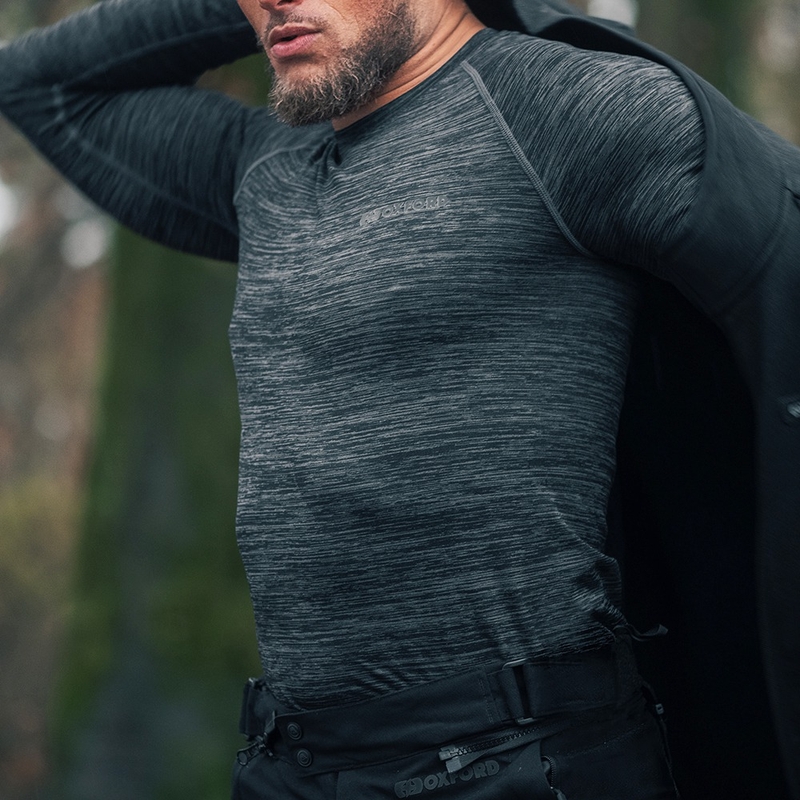 Oxford Advanced Base Layer Schwarz-Grau Thermal T-Shirt - Langarm