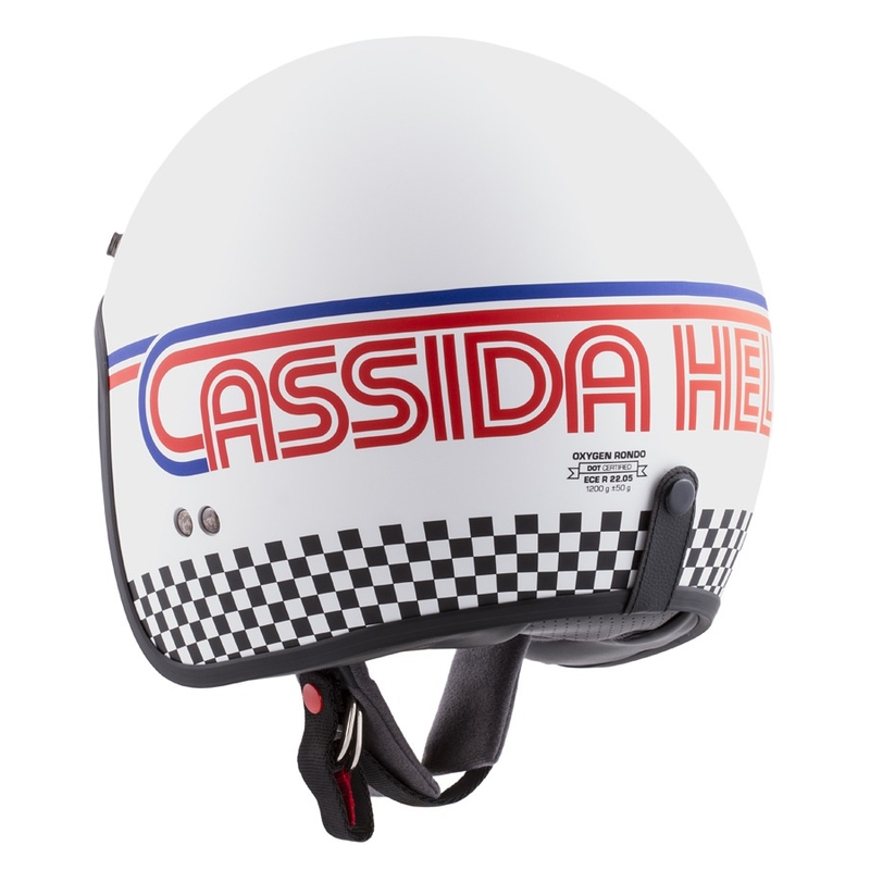 Cassida Oxygen Rondo offener Motorradhelm perlweiß-blau-rot-schwarz