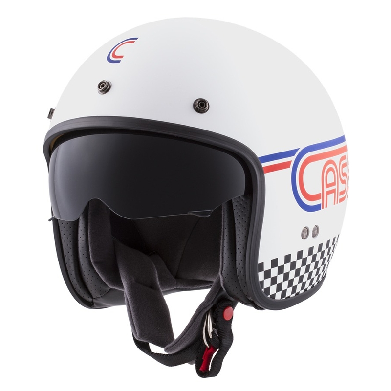 Cassida Oxygen Rondo offener Motorradhelm perlweiß-blau-rot-schwarz