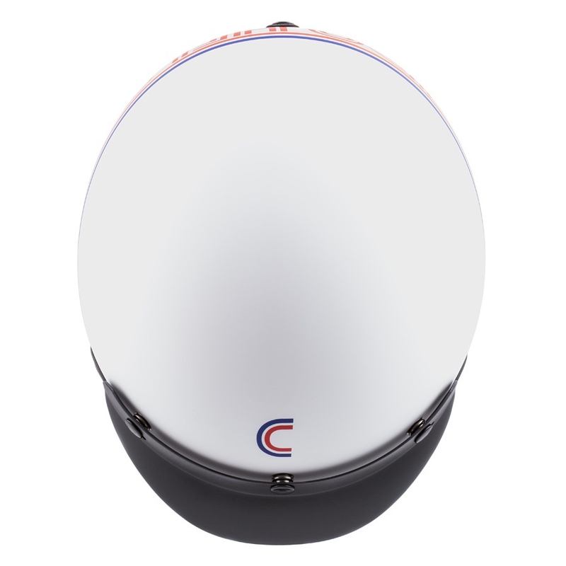 Cassida Oxygen Rondo offener Motorradhelm perlweiß-blau-rot-schwarz