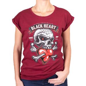 Frauen-T-Shirt Schwarzes Herz Romantischer Liebhaber Ext rot