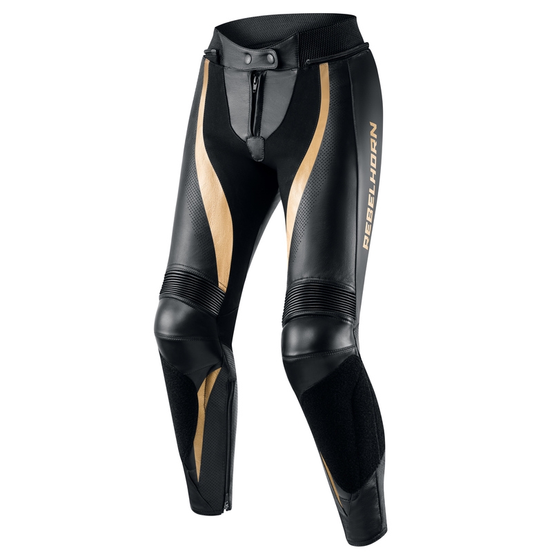 Damen Rebelhorn Rebel Gold und Schwarz Motorradhosen