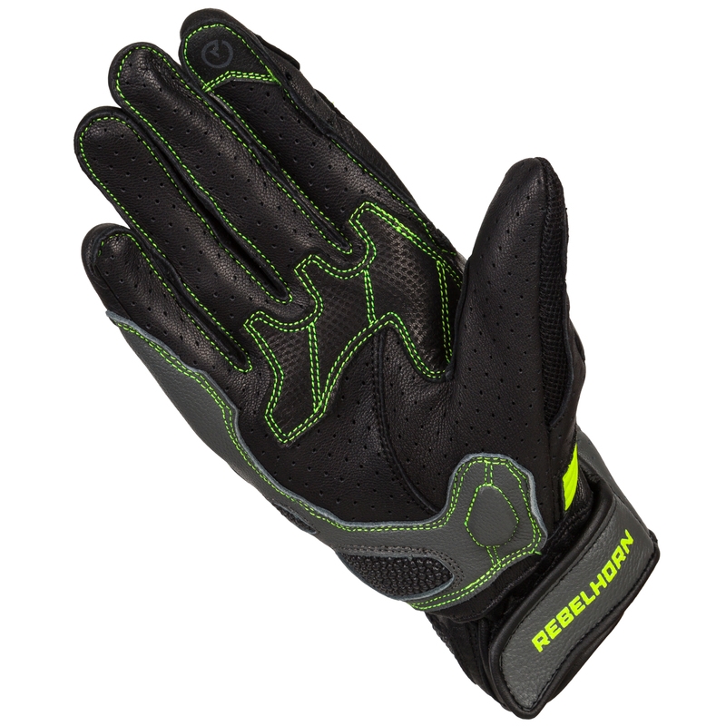Women's Rebelhorn Flux II Schwarz-Fluo Gelb Motorradhandschuhe
