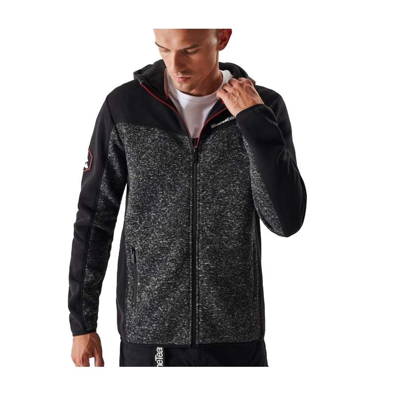 Herren Fleece-Kapuzenpullover DAKAR Cross 4 schwarz-grau
