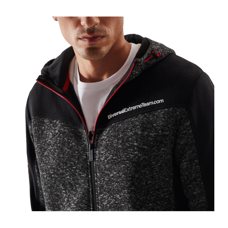 Herren Fleece-Kapuzenpullover DAKAR Cross 4 schwarz-grau