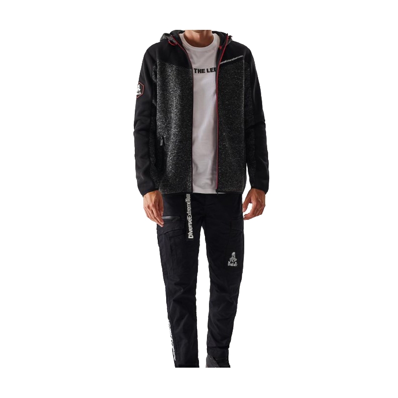 Herren Fleece-Kapuzenpullover DAKAR Cross 4 schwarz-grau