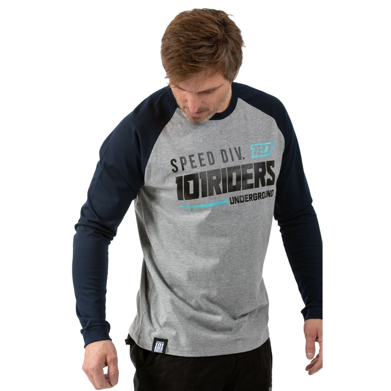 T-shirt 101 Riders Total grau-blau - langarm Ausverkauf