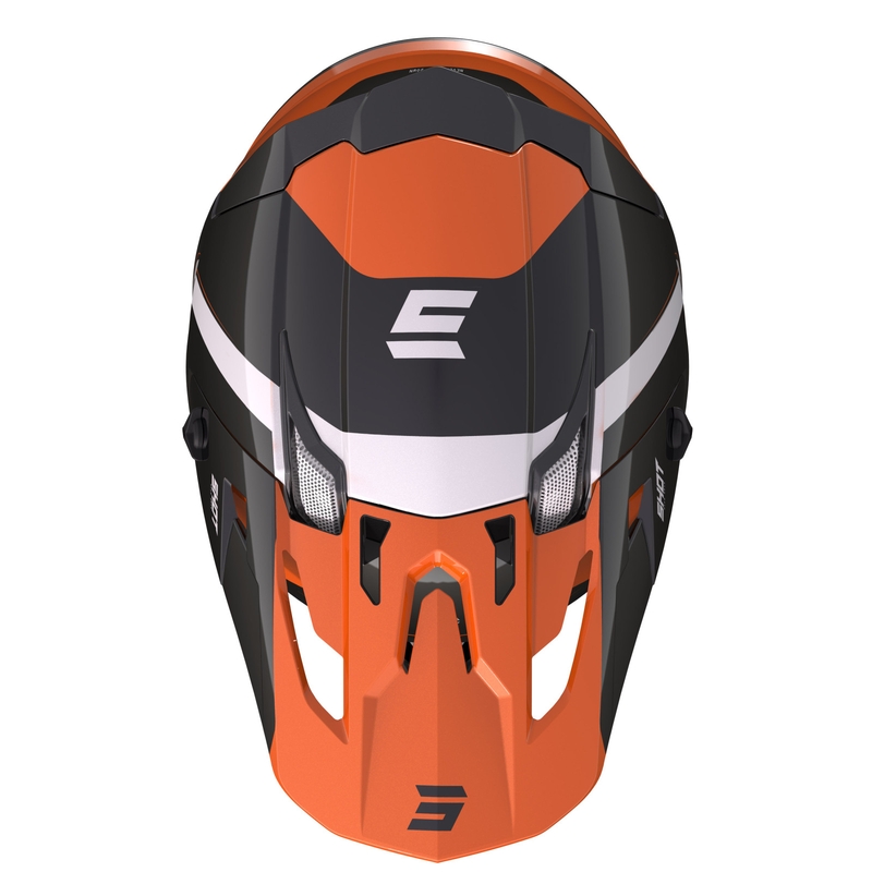 Motocross Helm Shot Core Fast schwarz-weiß-orange