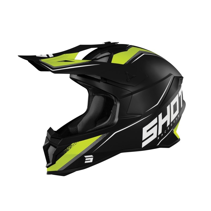 Motocross-Helm Shot Lite Prism schwarz-weiß-fluo gelb