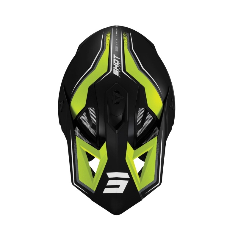 Motocross-Helm Shot Lite Prism schwarz-weiß-fluo gelb