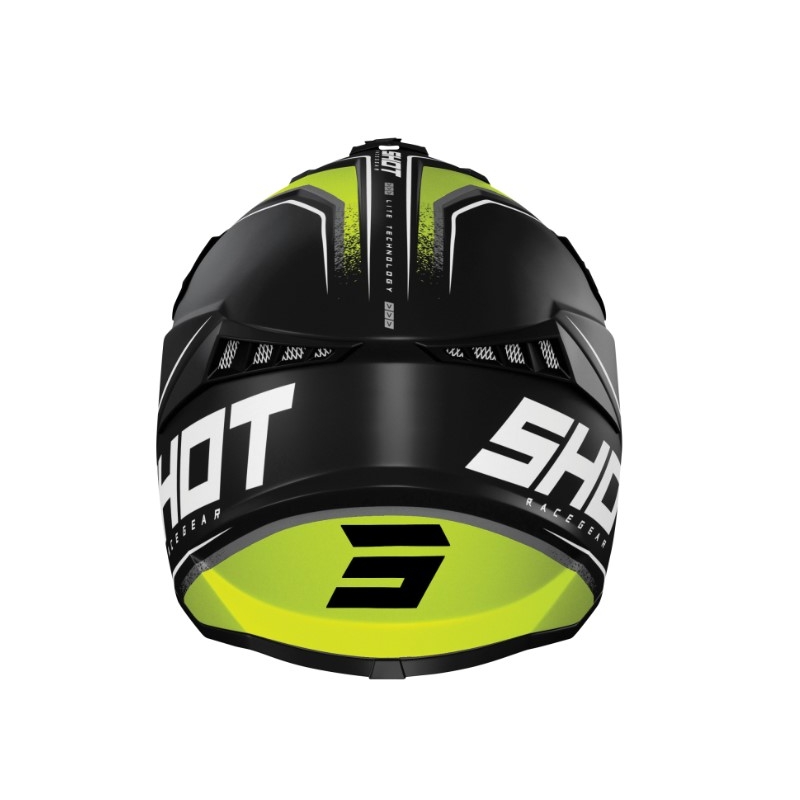 Motocross-Helm Shot Lite Prism schwarz-weiß-fluo gelb