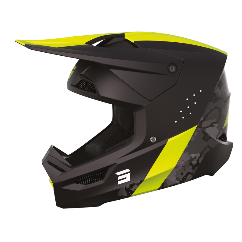Motocross Helm Shot Race Camo schwarz-grau-fluo gelb Ausverkauf
