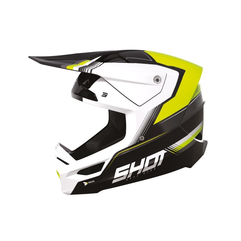 Motocross Helm Shot Race Tracer weiß-schwarz-fluo gelb Ausverkauf