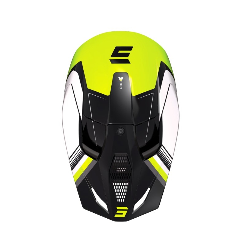 Motocross Helm Shot Race Tracer weiß-schwarz-fluo gelb Ausverkauf