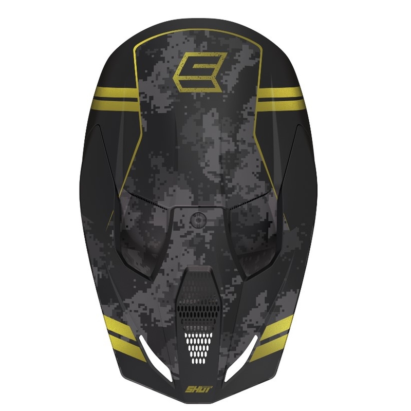 Motocross Helm Shot Furious Army schwarz-grau-gold Ausverkauf